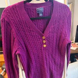 Chaps Classic V-Neck Sweater - Deep Purple